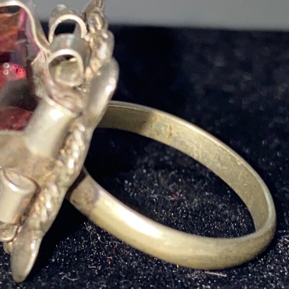 Vintage Sterling Silver Ring With Faceted Square Amethyst Gemstone Size 4.75 - Picture 7 of 9